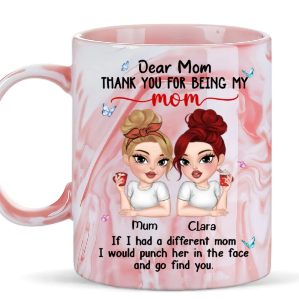 You Are My Only Mom - Personalized Custom Pink Marble Mug - Image 6