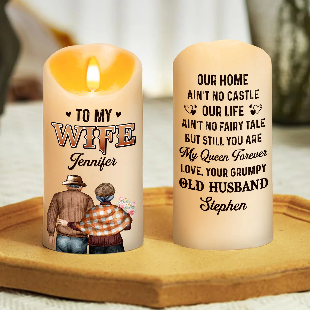 You Are My Queen Forever - Personalized Custom LED Candle - Image 3
