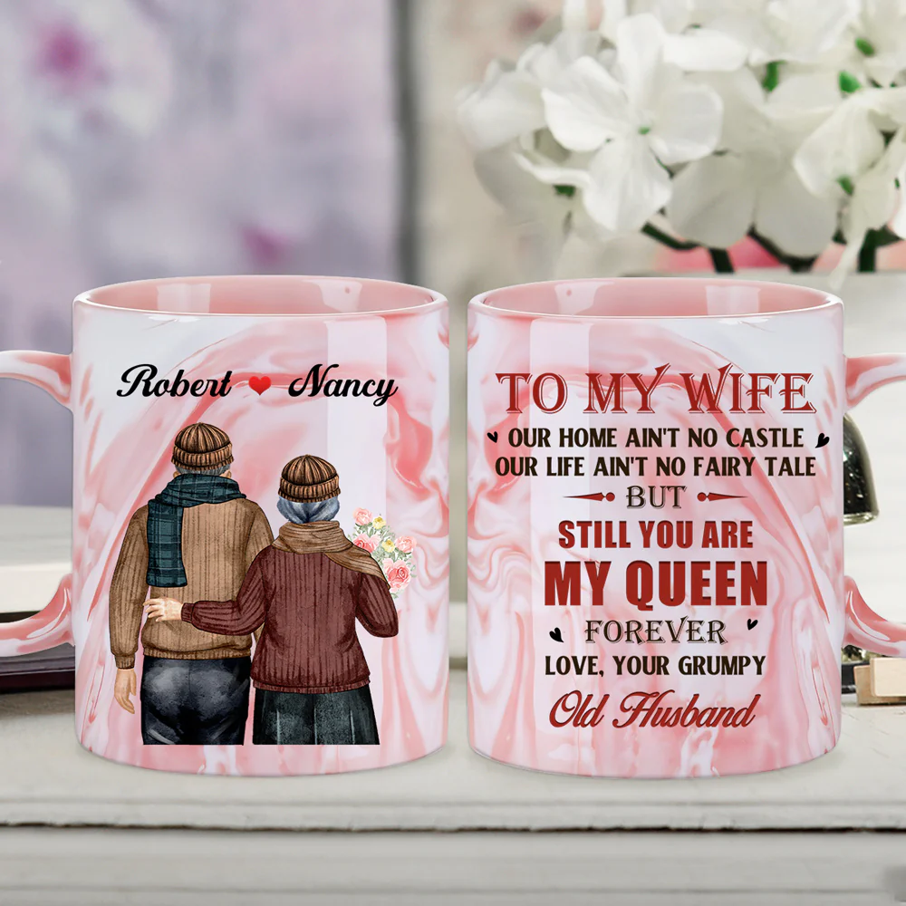 You Are My Queen Forever - Personalized Custom Pink Marble Mug - Image 3