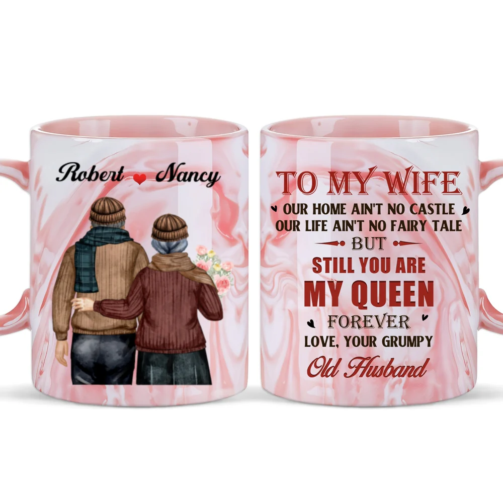 You Are My Queen Forever - Personalized Custom Pink Marble Mug - Image 5