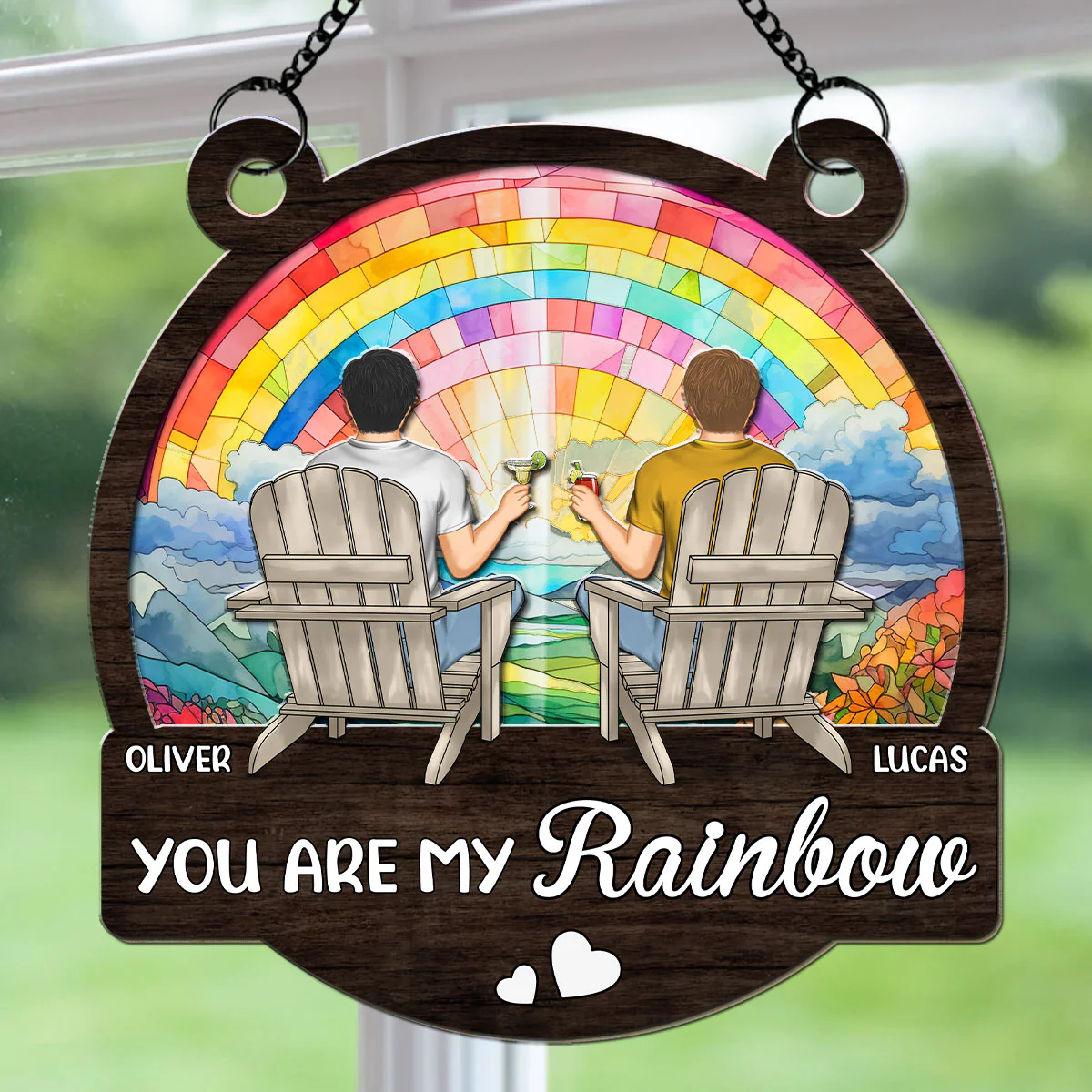 You Are My Rainbow - Personalized Custom Suncatcher - Image 5