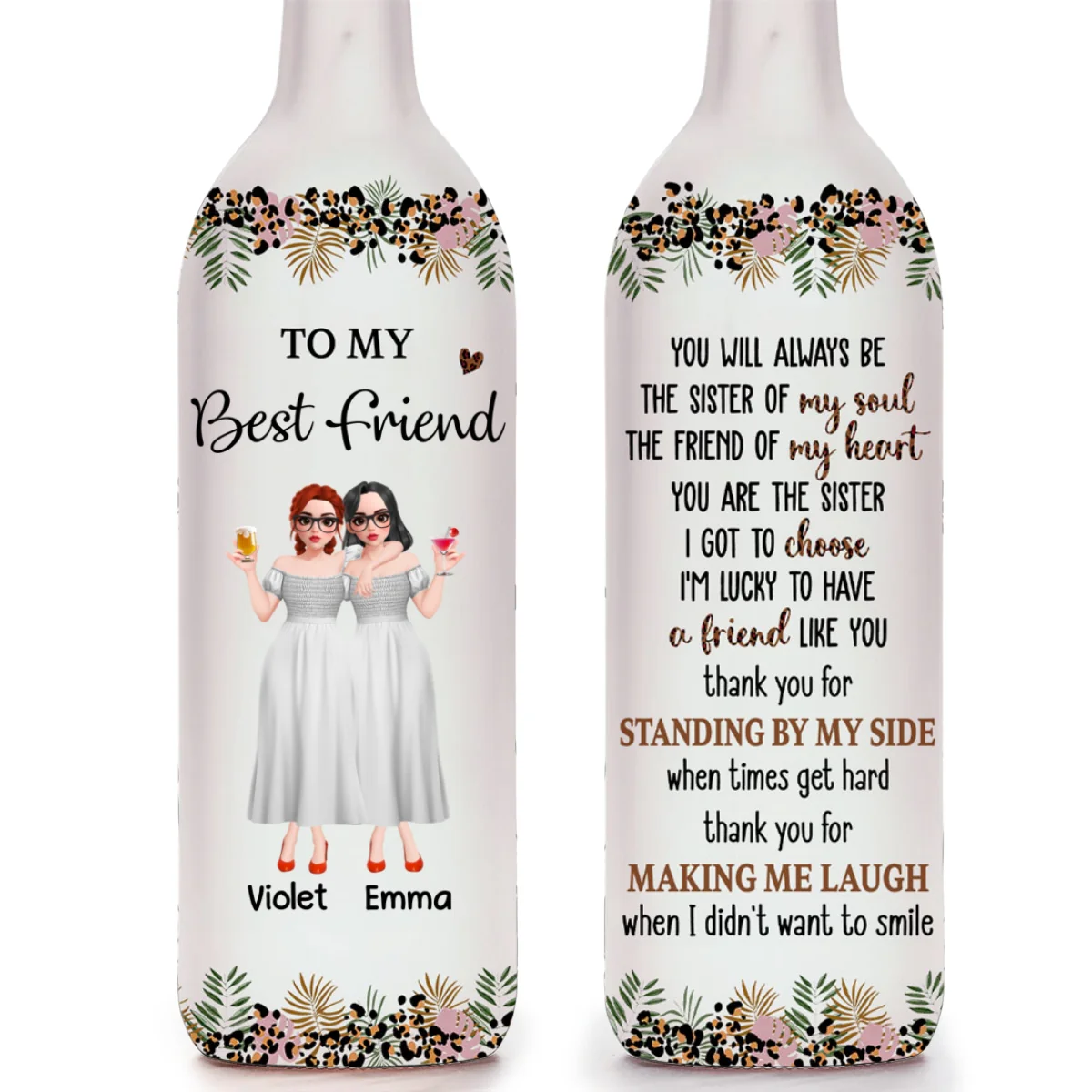 You Are My Soul Sister Front View - Personalized Custom Bottle Lamp - Image 7