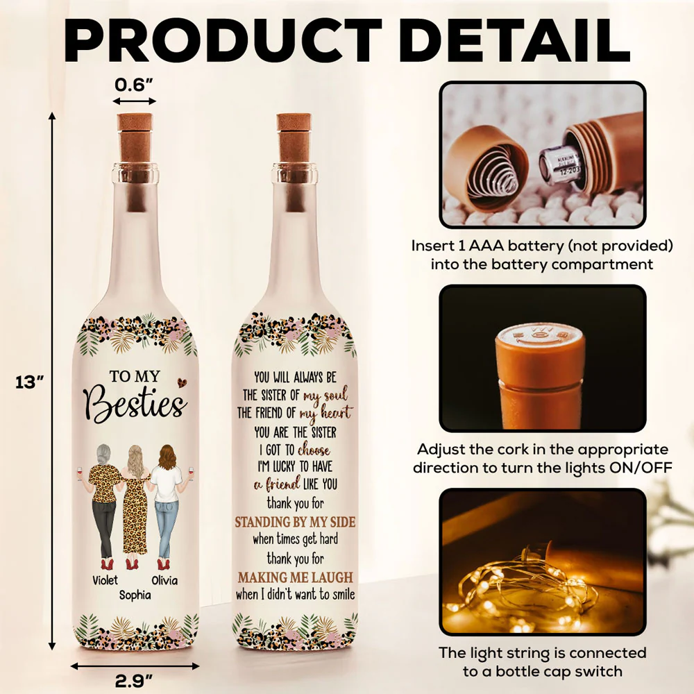 You Are My Soul Sister - Personalized Custom Bottle Lamp - Image 5