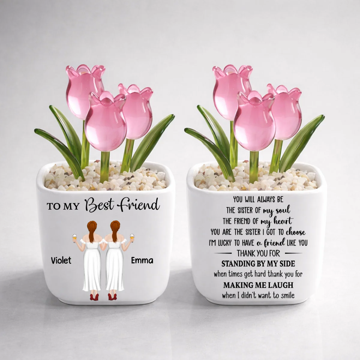 You Are My Soul Sister - Personalized Custom Glass Everlasting Tulips - Image 10