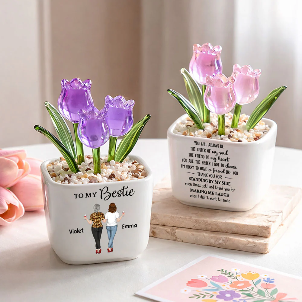 You Are My Soul Sister - Personalized Custom Glass Everlasting Tulips - Image 6