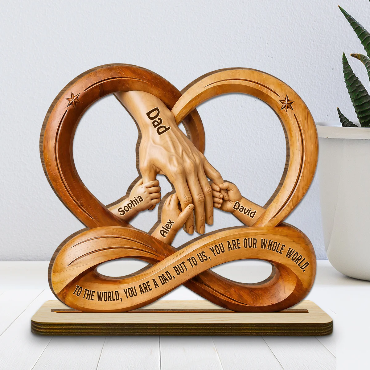 You Are My Whole World - Personalized Custom 2-Layer Wood Plaque With Flat Base - Image 2