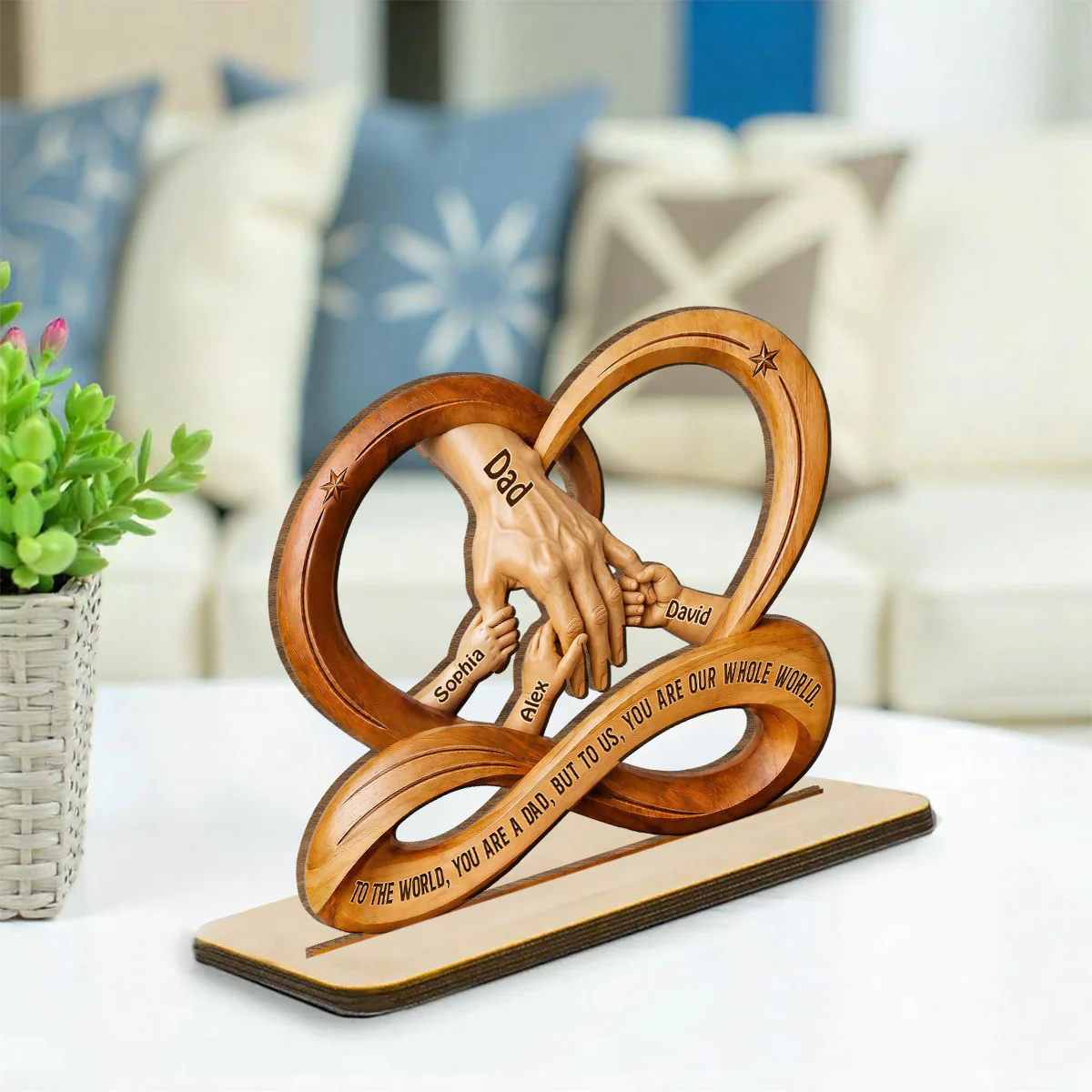 You Are My Whole World - Personalized Custom 2-Layer Wood Plaque With Flat Base - Image 3