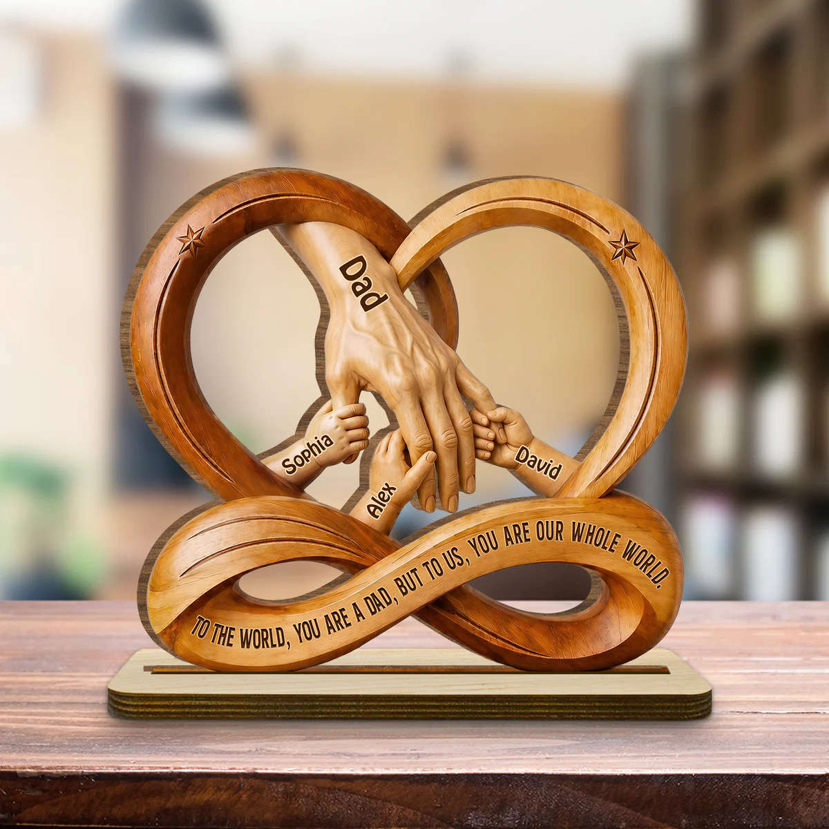 You Are My Whole World - Personalized Custom 2-Layer Wood Plaque With Flat Base - Image 4