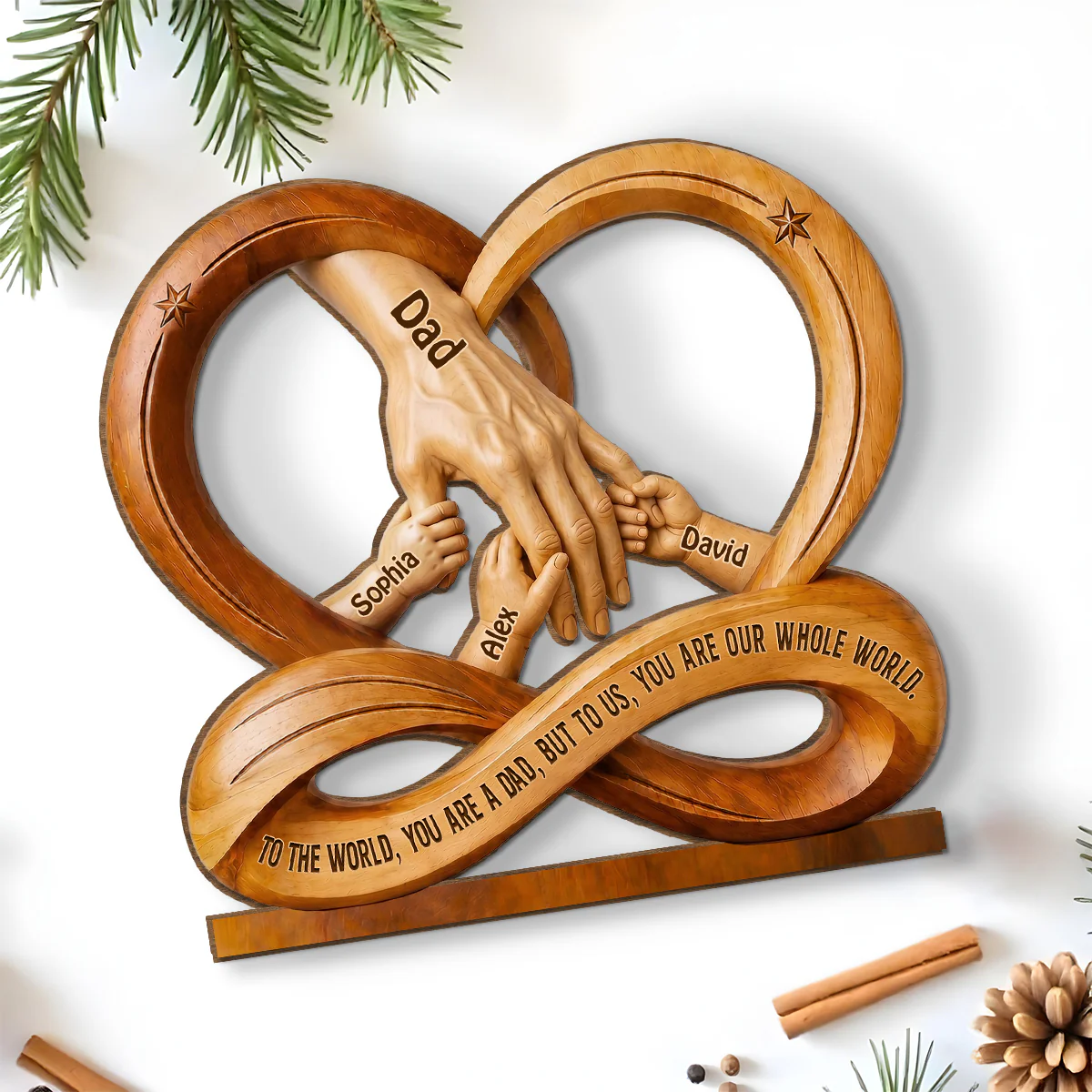 You Are My Whole World - Personalized Custom 2-Layer Wood Plaque With Flat Base - Image 5