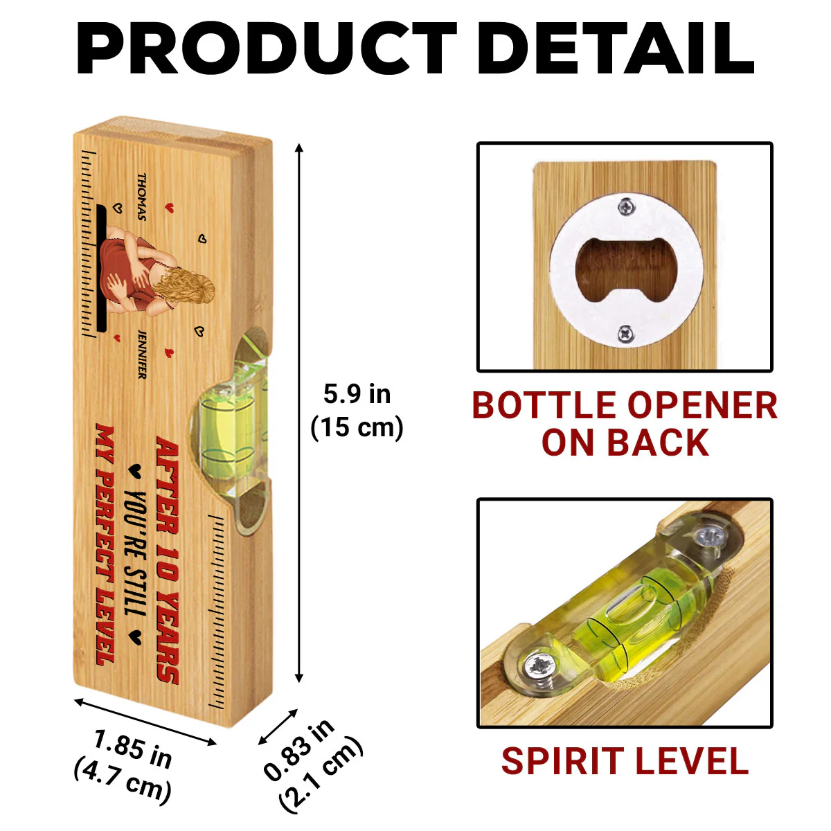 You Are Still My Perfect Level - Personalized Custom Wooden Spirit Level Bottle Opener - Image 6
