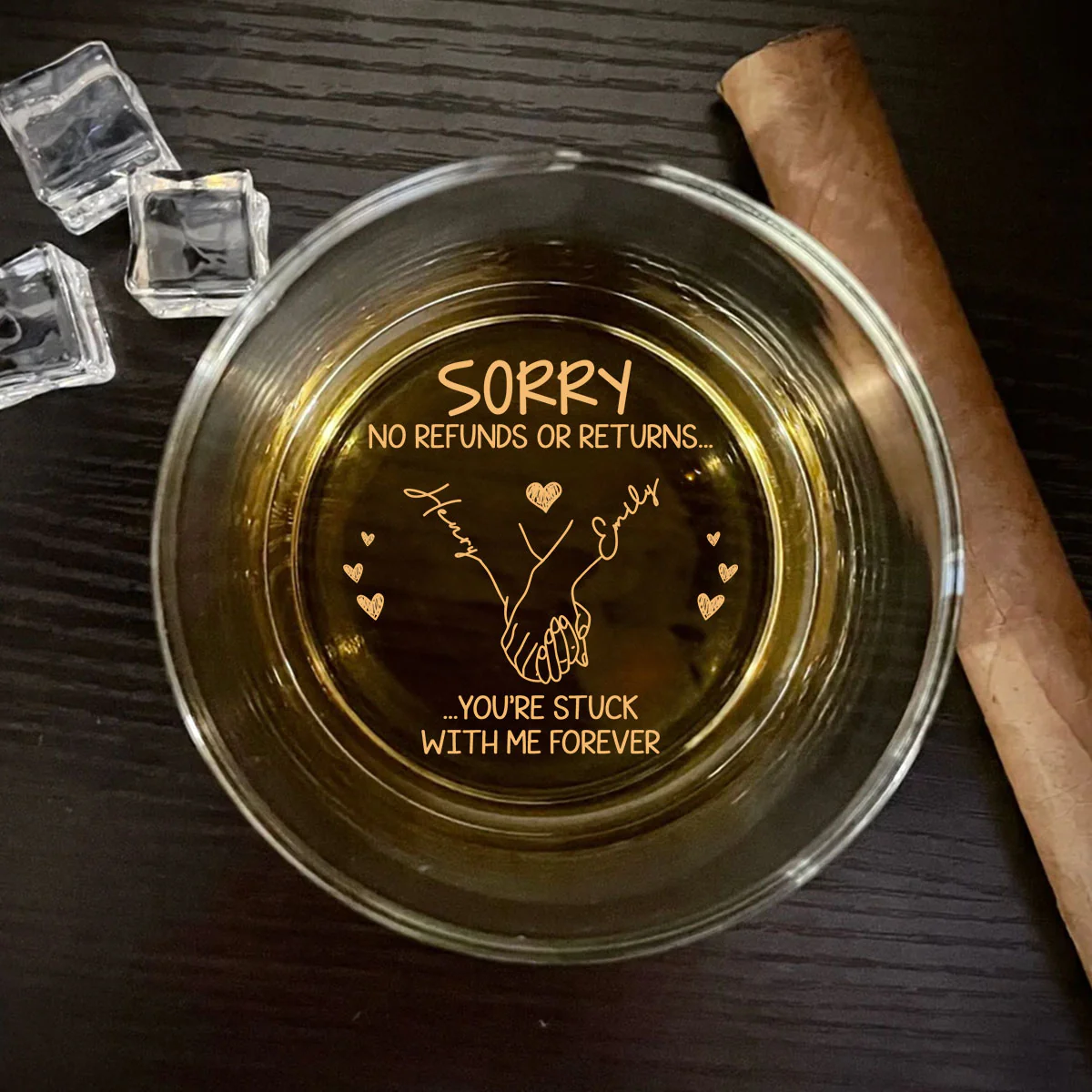 You Are Stuck With Me Forever - Personalized Custom Engraved Whiskey Glass - Image 4