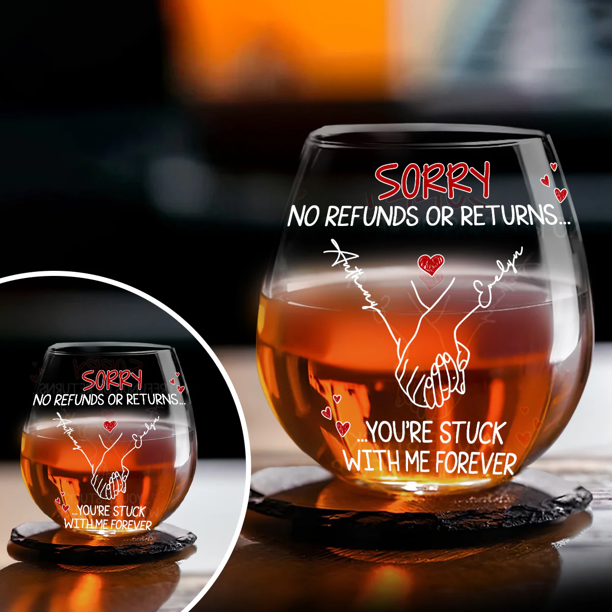 You Are Stuck With Me Forever - Personalized Custom Wine Glass - Image 3
