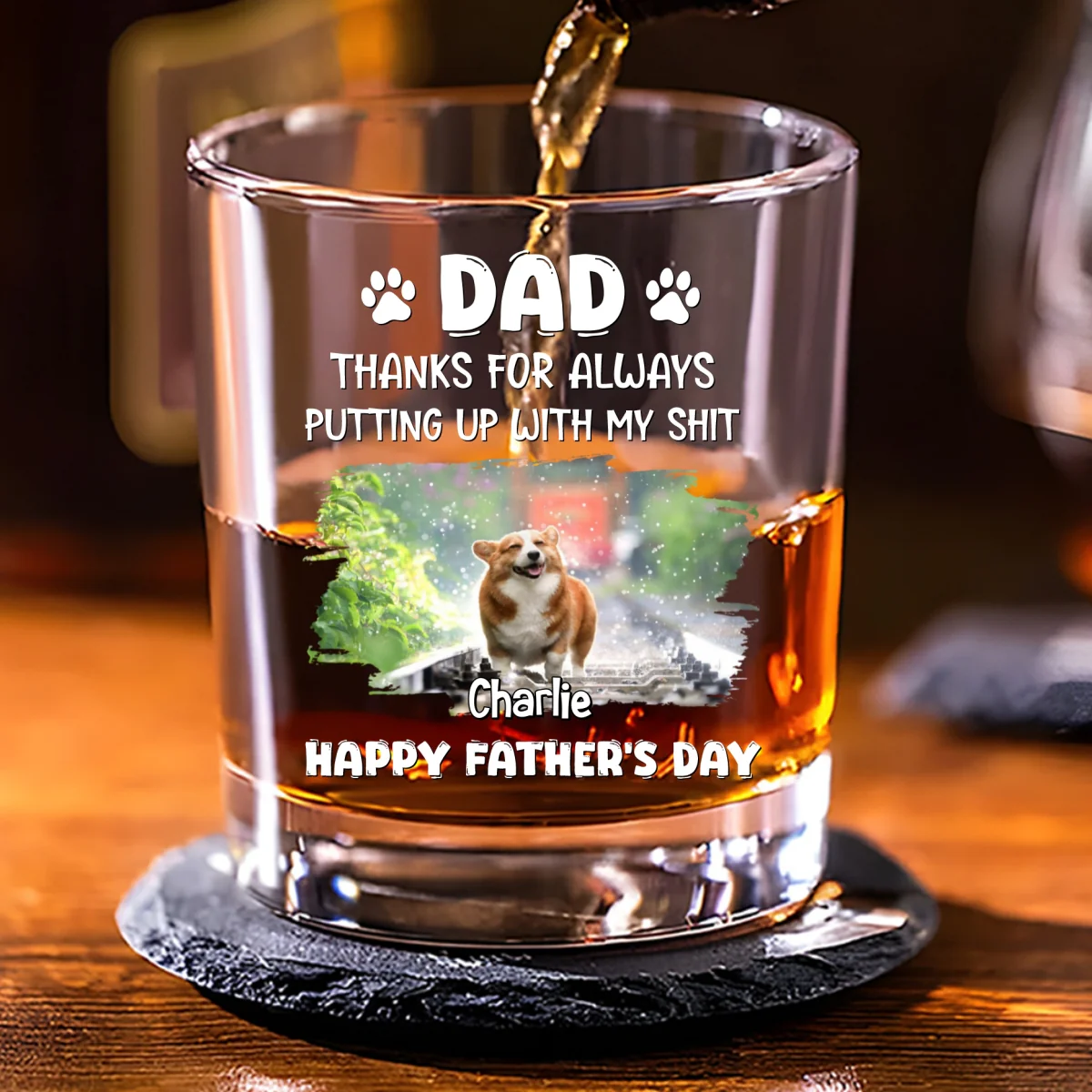 You Are The Best Putting Up Person Photo - Personalized Custom Whiskey Glass - Image 3