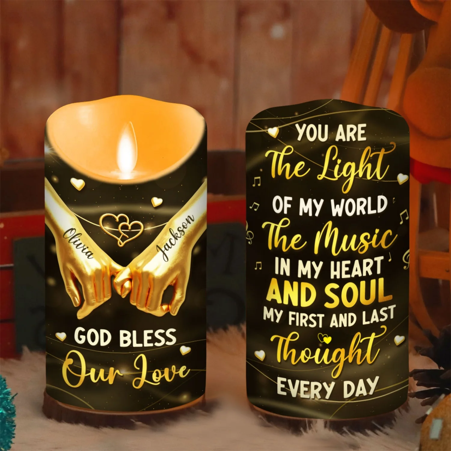 You Are The Light Of My World - Personalized Custom LED Candle - Image 6