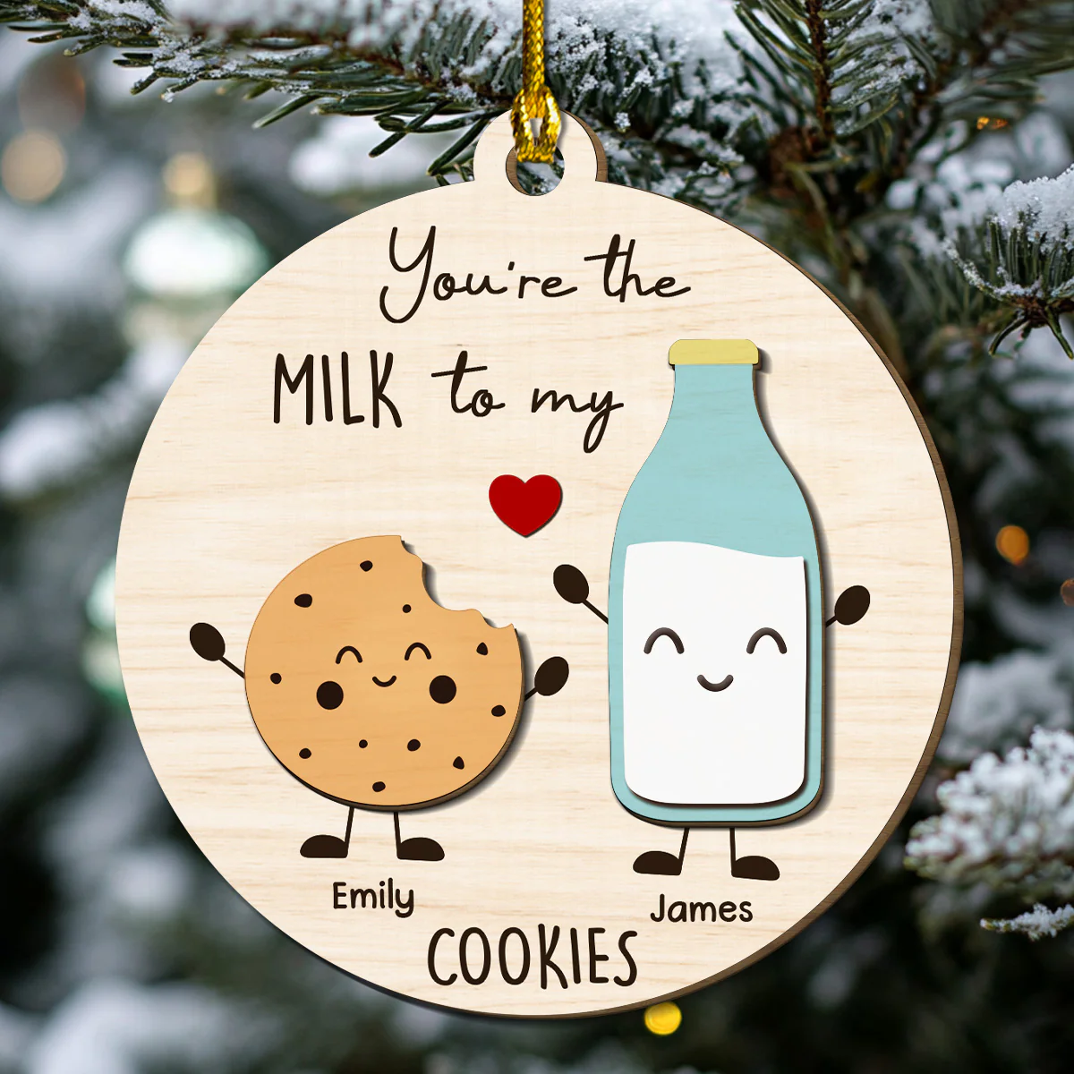 You Are The Milk To My Cookie - Personalized Custom Freeshape 2-Layered Wood Ornament - Image 2