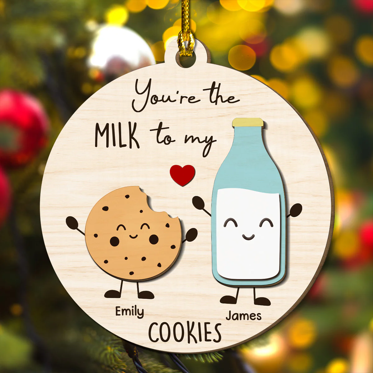 You Are The Milk To My Cookie - Personalized Custom Freeshape 2-Layered Wood Ornament - Image 3
