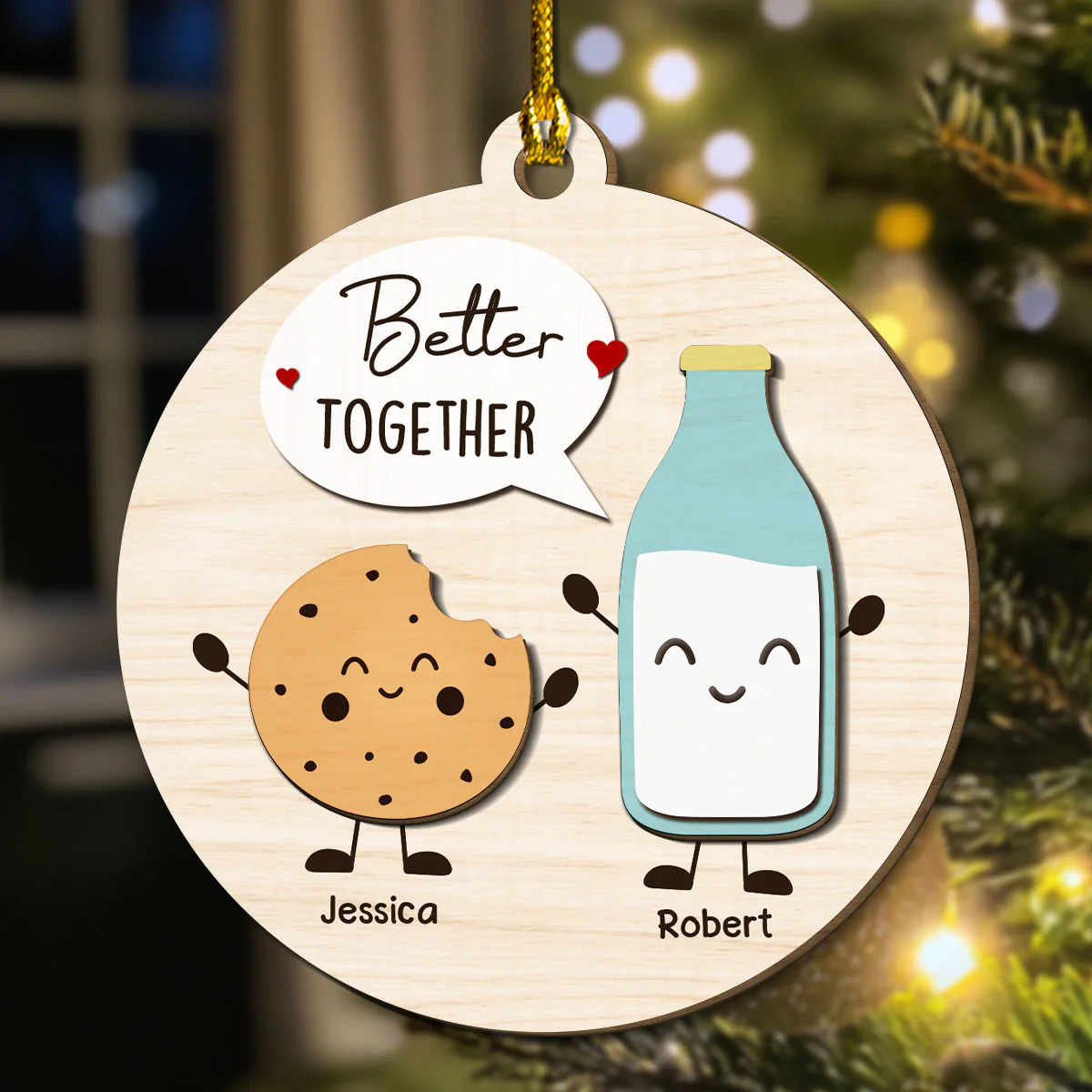 You Are The Milk To My Cookie - Personalized Custom Freeshape 2-Layered Wood Ornament - Image 4
