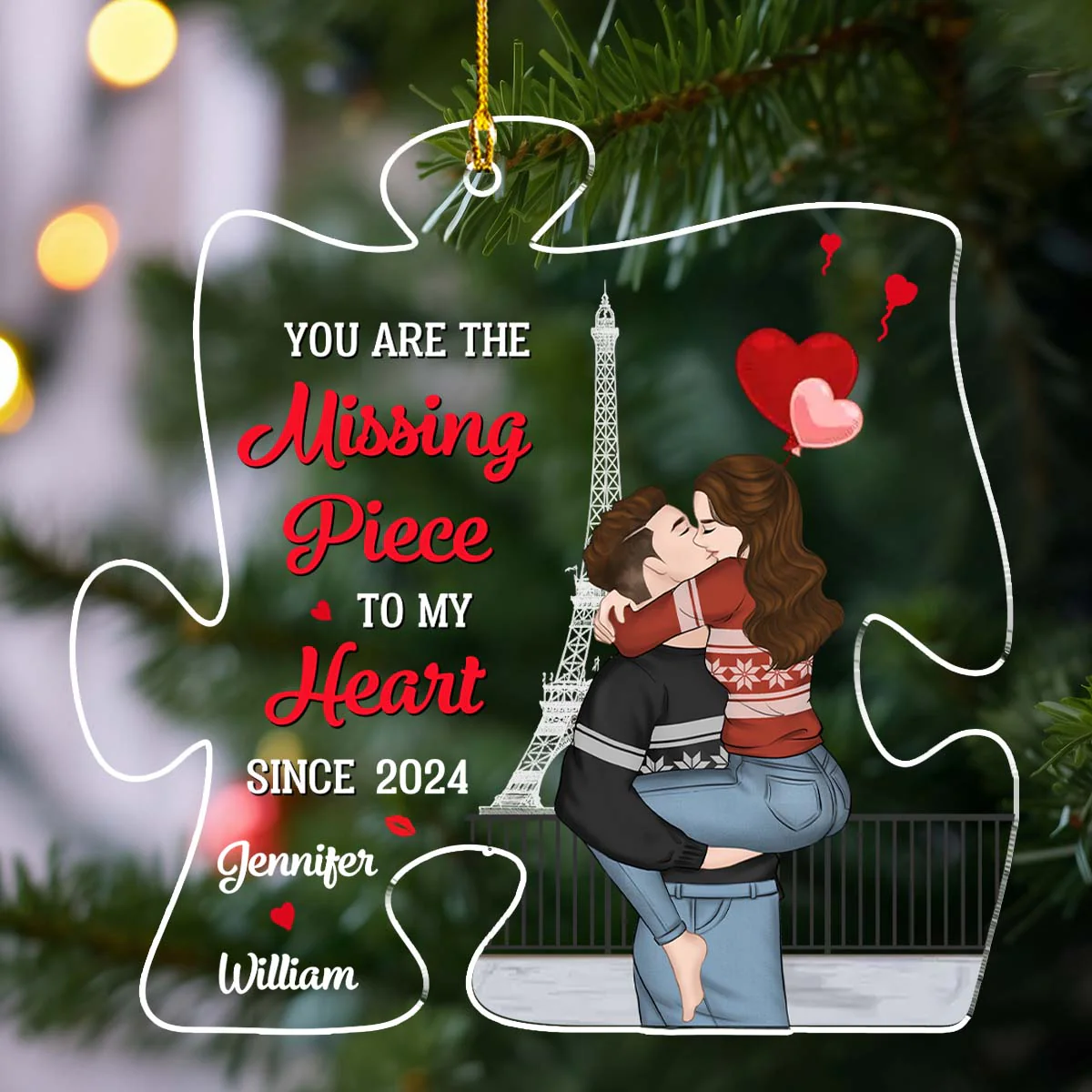 You Are The Missing Piece To My Heart - Personalized Custom Acrylic Ornament - Image 2