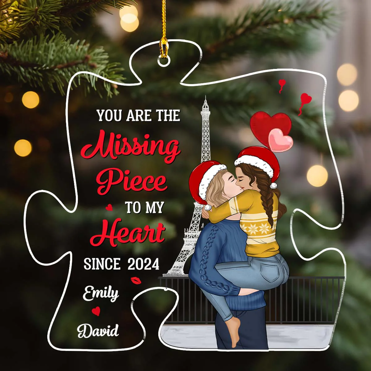 You Are The Missing Piece To My Heart - Personalized Custom Acrylic Ornament - Image 3