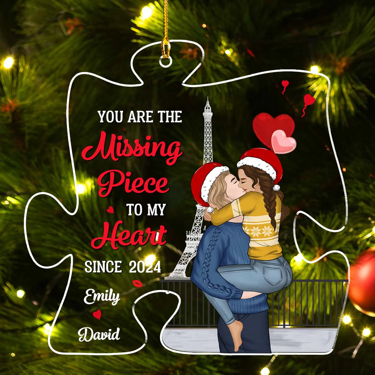 You Are The Missing Piece To My Heart - Personalized Custom Acrylic Ornament - Image 4