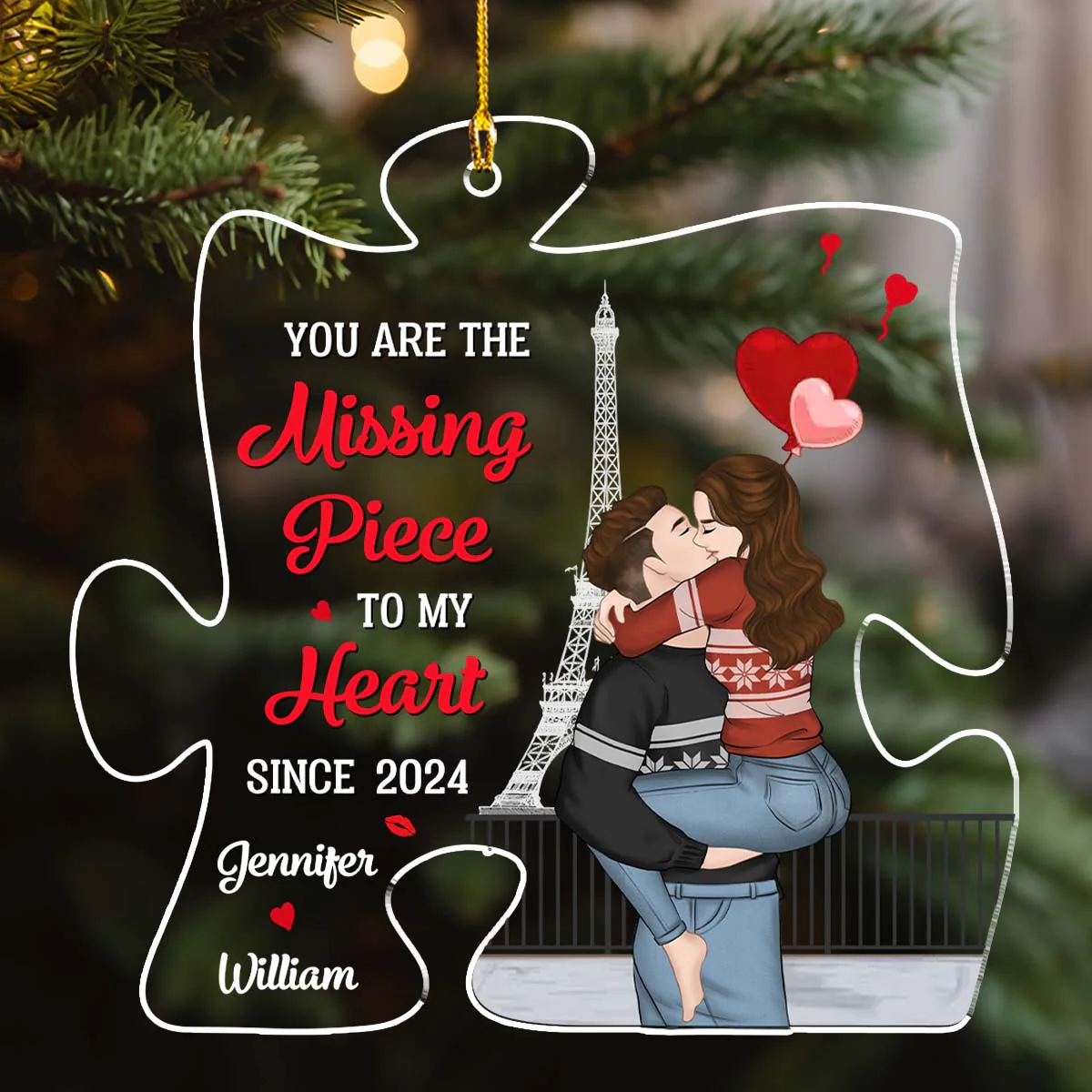 You Are The Missing Piece To My Heart - Personalized Custom Acrylic Ornament - Image 5