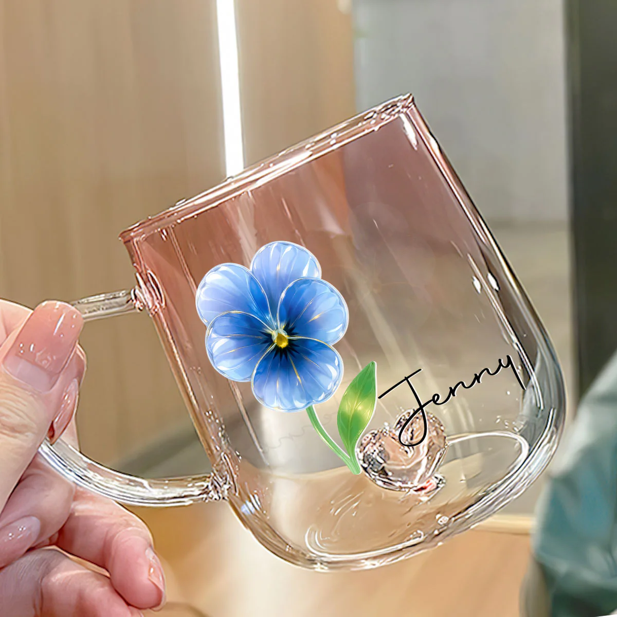 You Are The Most Beautiful Glass Flower - Personalized Custom Pink Gradient Glass Mug - Image 2