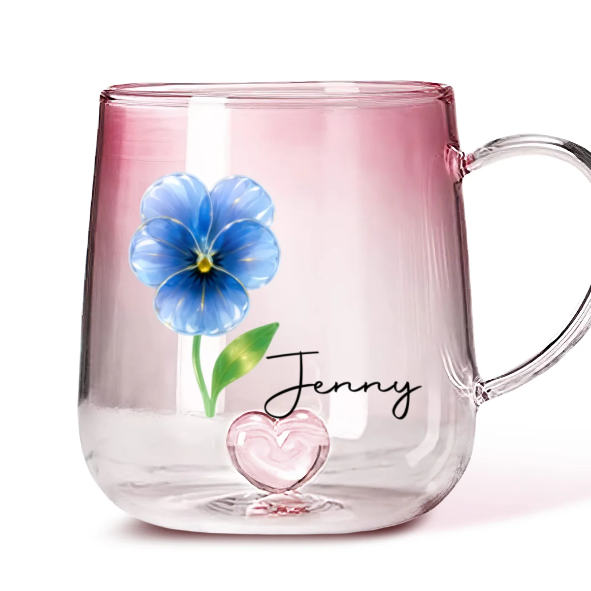You Are The Most Beautiful Glass Flower - Personalized Custom Pink Gradient Glass Mug - Image 5