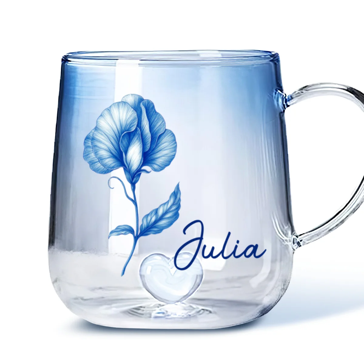 You Are The Most Beautiful - Personalized Custom Blue Gradient Glass Mug - Image 5