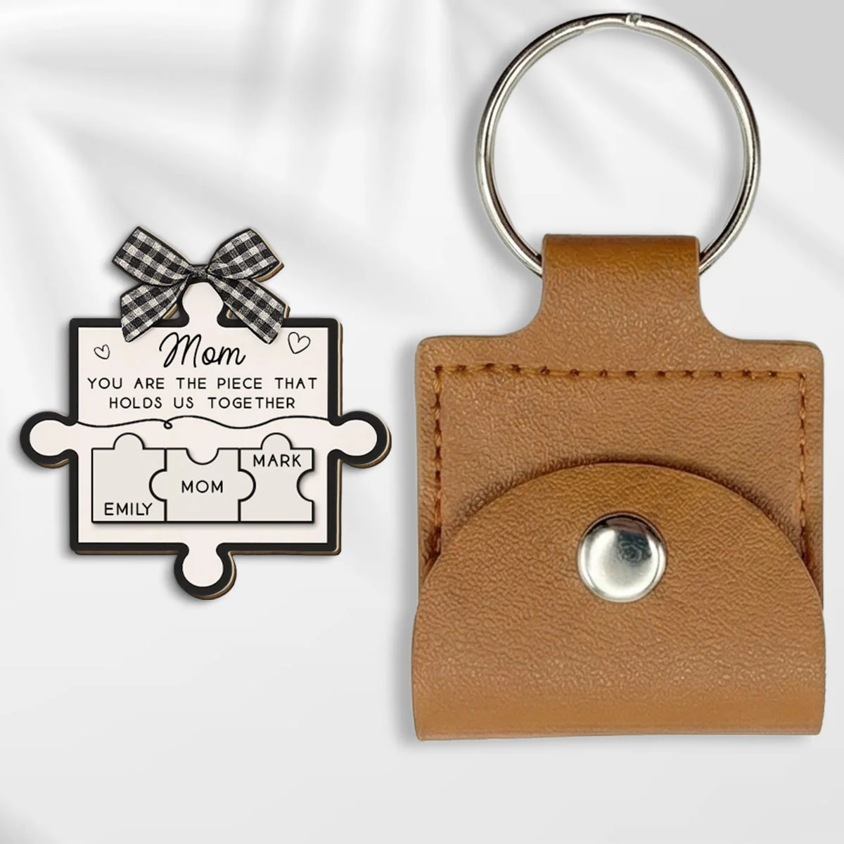You Are The Piece That Holds Us All Together - Personalized Custom Wooden Pocket Hug