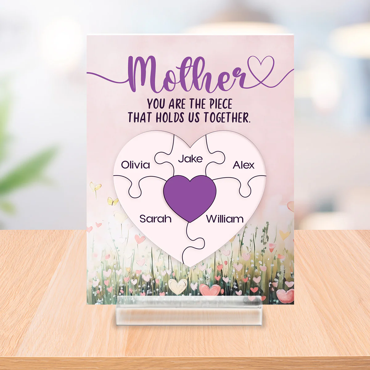 You Are The Piece That Holds Us Together - Personalized Custom Acrylic Plaque With Base - Image 3