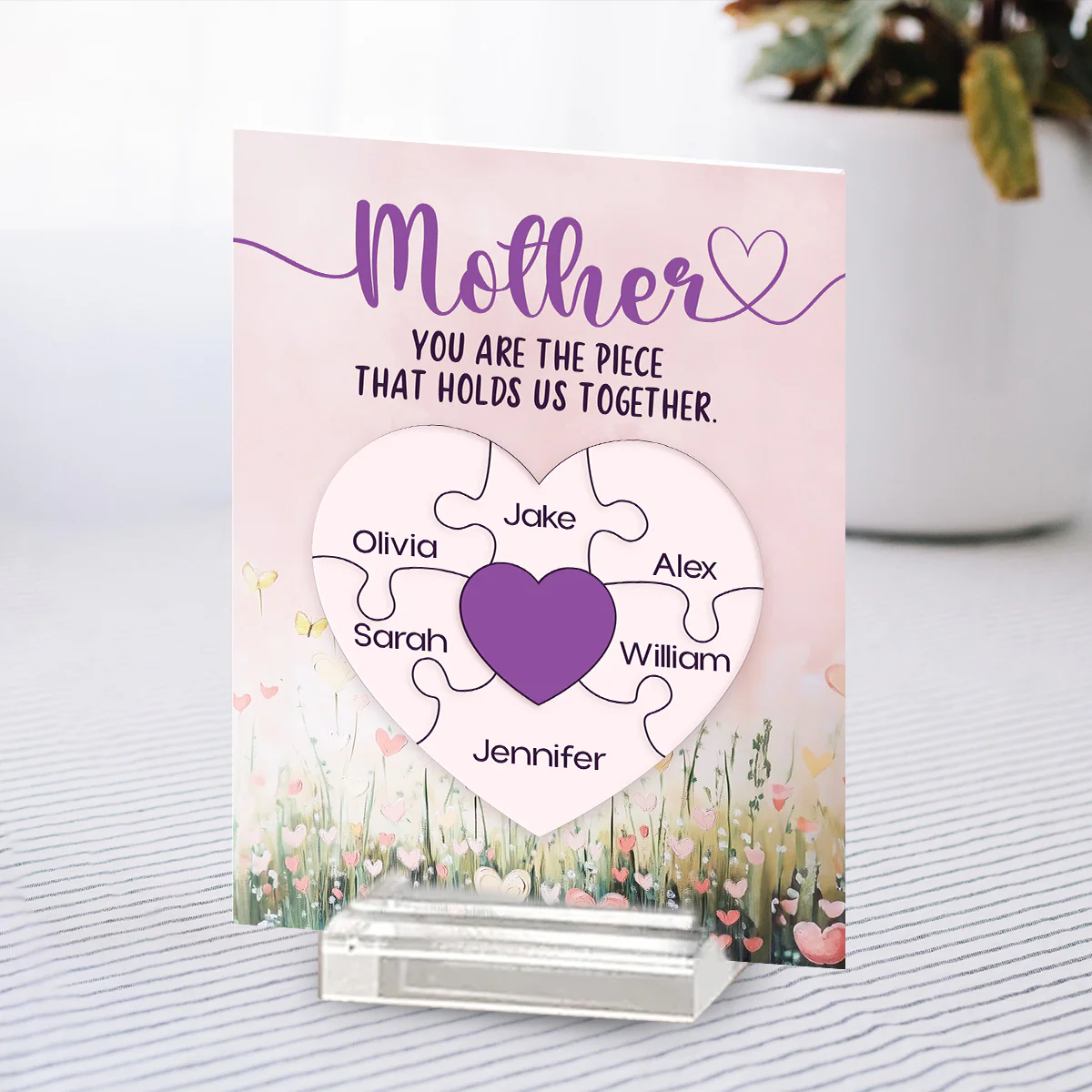 You Are The Piece That Holds Us Together - Personalized Custom Acrylic Plaque With Base - Image 4