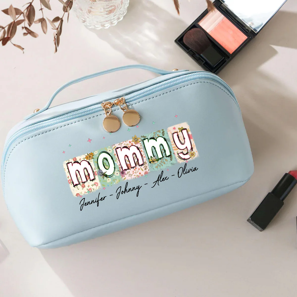 You Are The Piece That Holds Us Together - Personalized Custom Leather Makeup Bag - Image 4