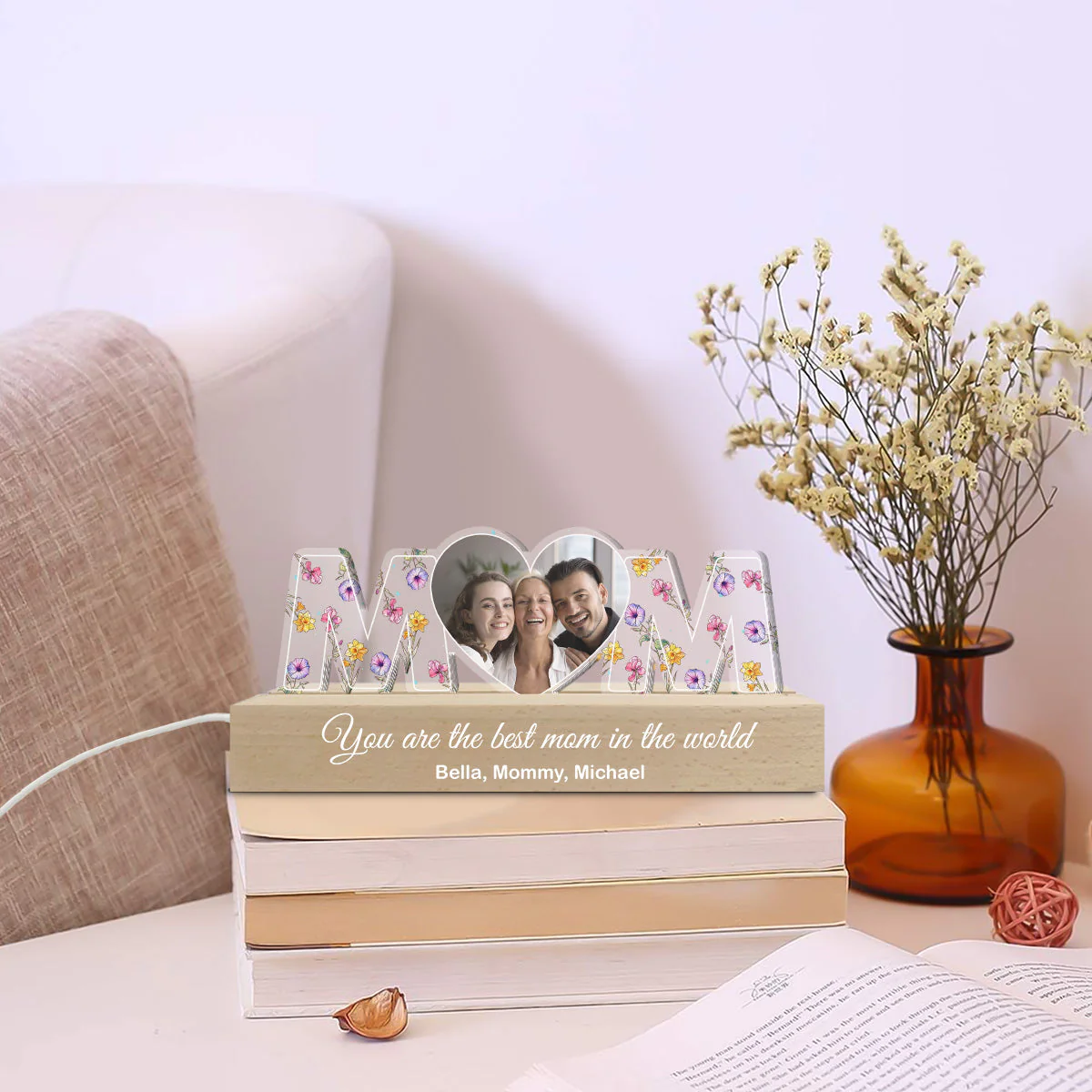 You Are The World - Personalized Custom Acrylic Letters 3D LED Night Light - Image 2