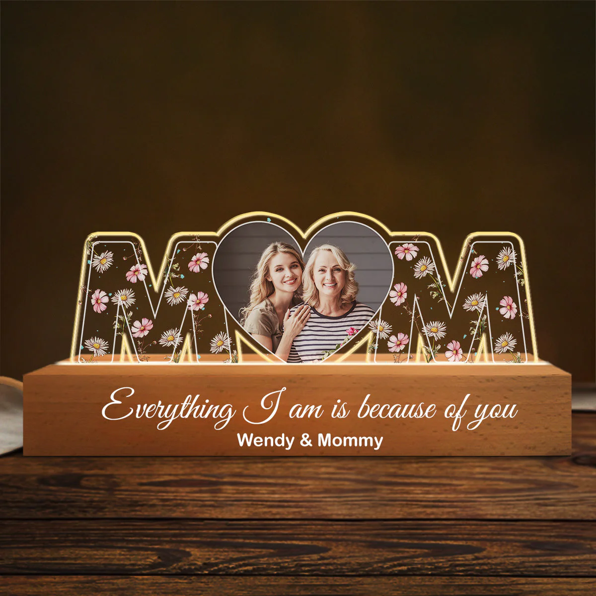 You Are The World - Personalized Custom Acrylic Letters 3D LED Night Light - Image 3
