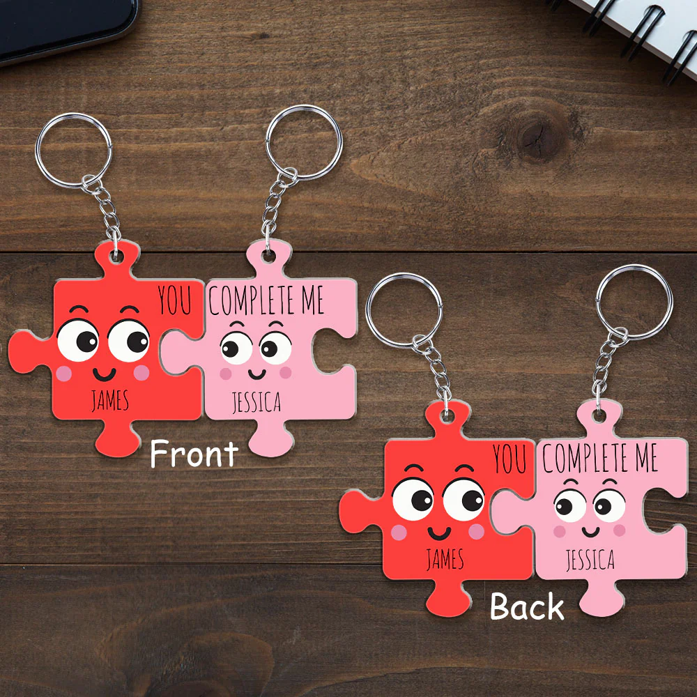 You Complete Me - Personalized Custom Couple Acrylic Keychain - Image 3