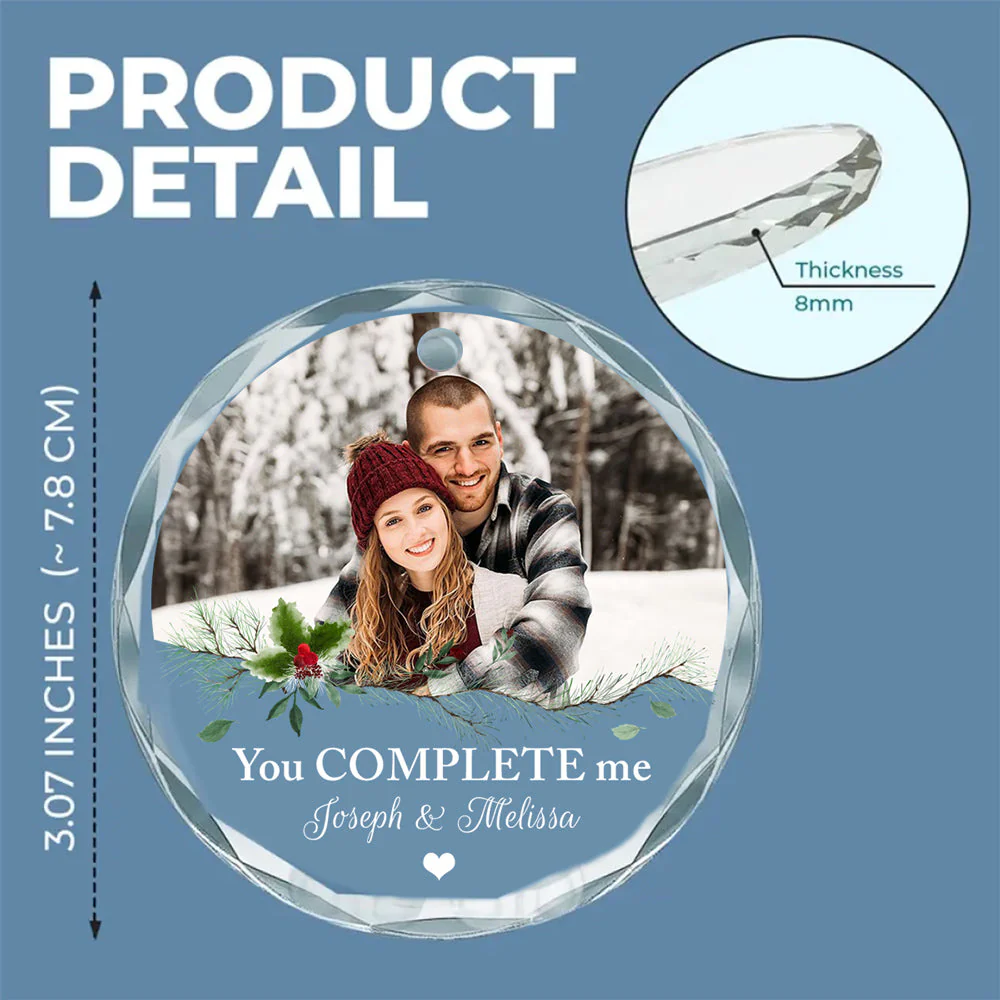 You Complete Me - Personalized Custom Glass Ornament - Image 6