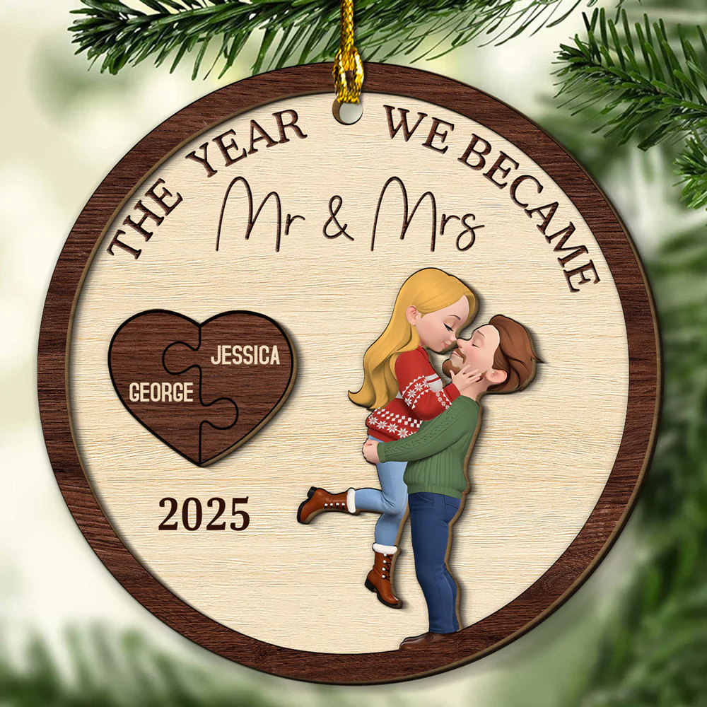 You Complete My Whole Heart - Personalized Custom Freeshape 2-Layered Wood Ornament - Image 2