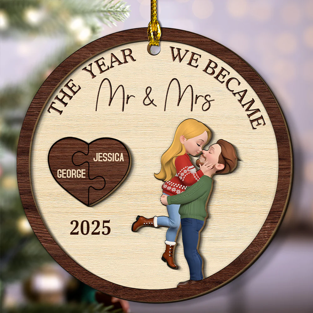You Complete My Whole Heart - Personalized Custom Freeshape 2-Layered Wood Ornament - Image 4