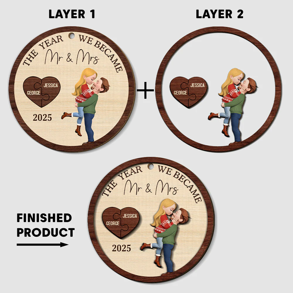You Complete My Whole Heart - Personalized Custom Freeshape 2-Layered Wood Ornament - Image 5