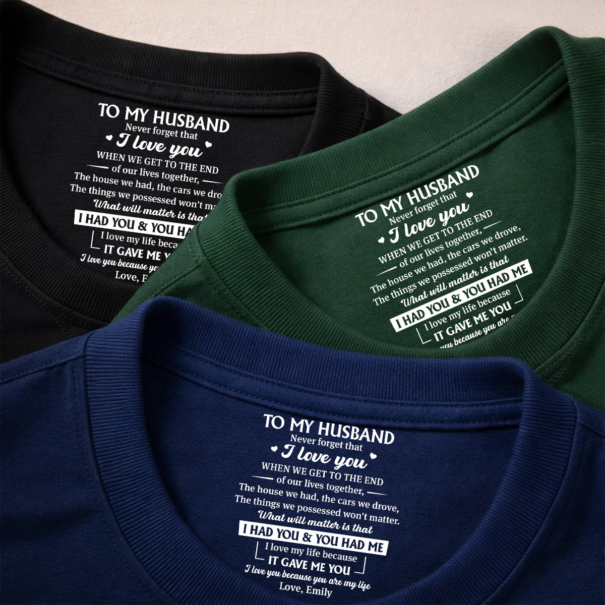 You Complete My World - Personalized Custom Inside Neck Print T-shirt - Image 3