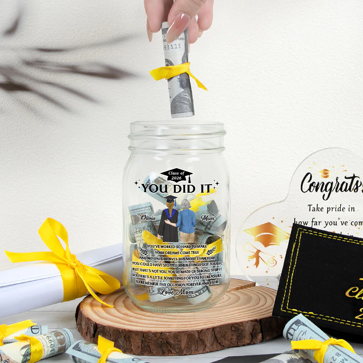 You Did It - Personalized Custom Graduation Mason Jar Light - Image 4