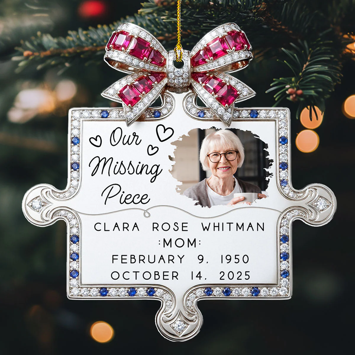 You Fit Our Hearts Perfectly - Personalized Custom Acrylic Ornament - Image 2