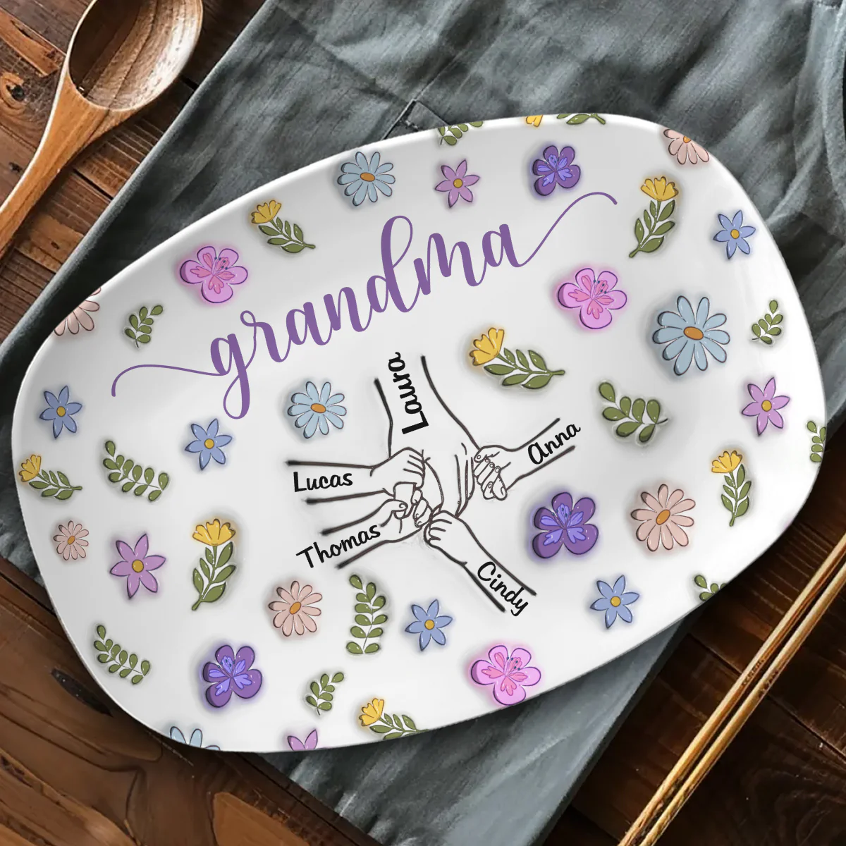 You Hold My Hand And My Heart - Personalized Custom 3D Inflated Effect Platter - Image 3