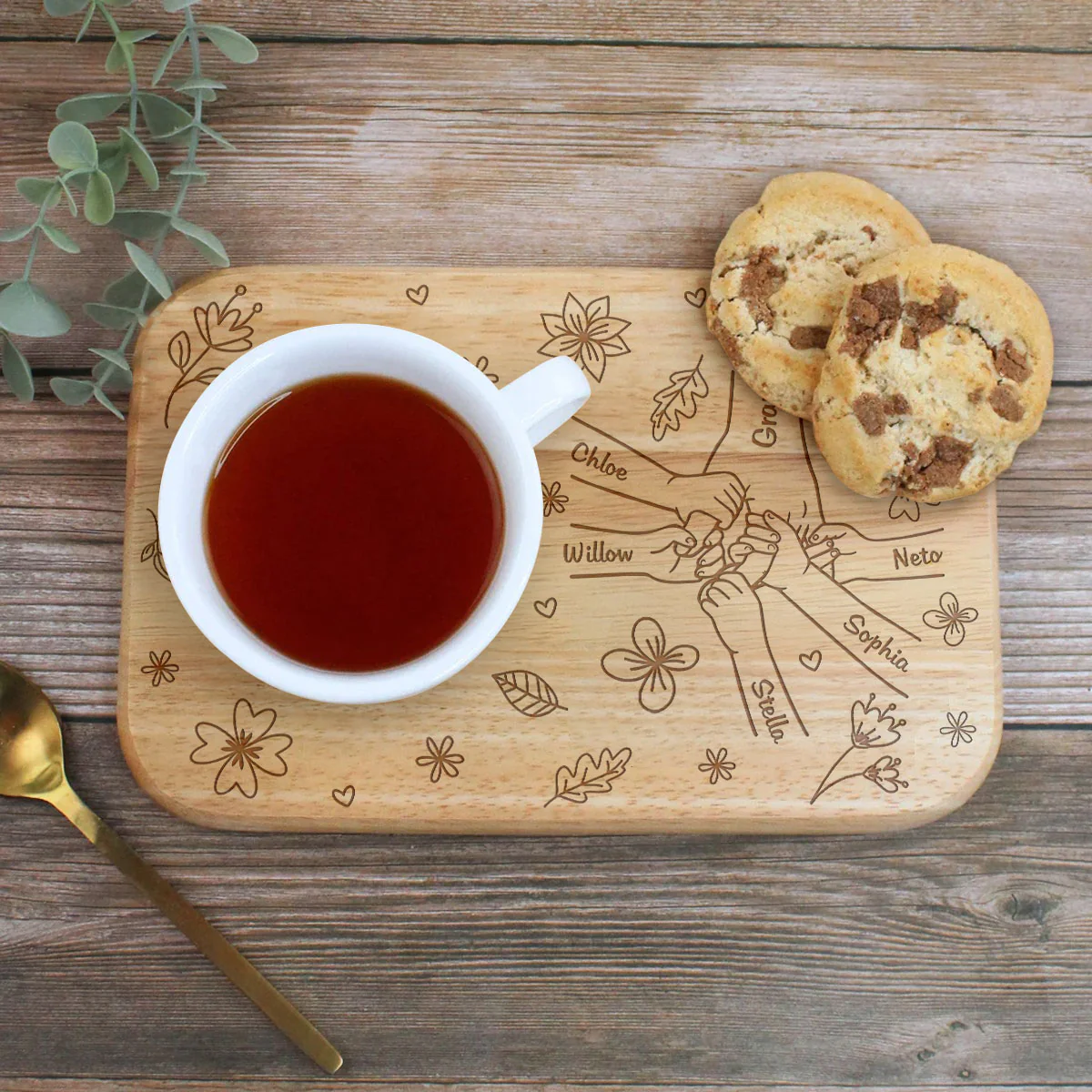 You Hold Our Hands, Also Our Hearts - Personalized Custom Wooden Treat Board - Image 3