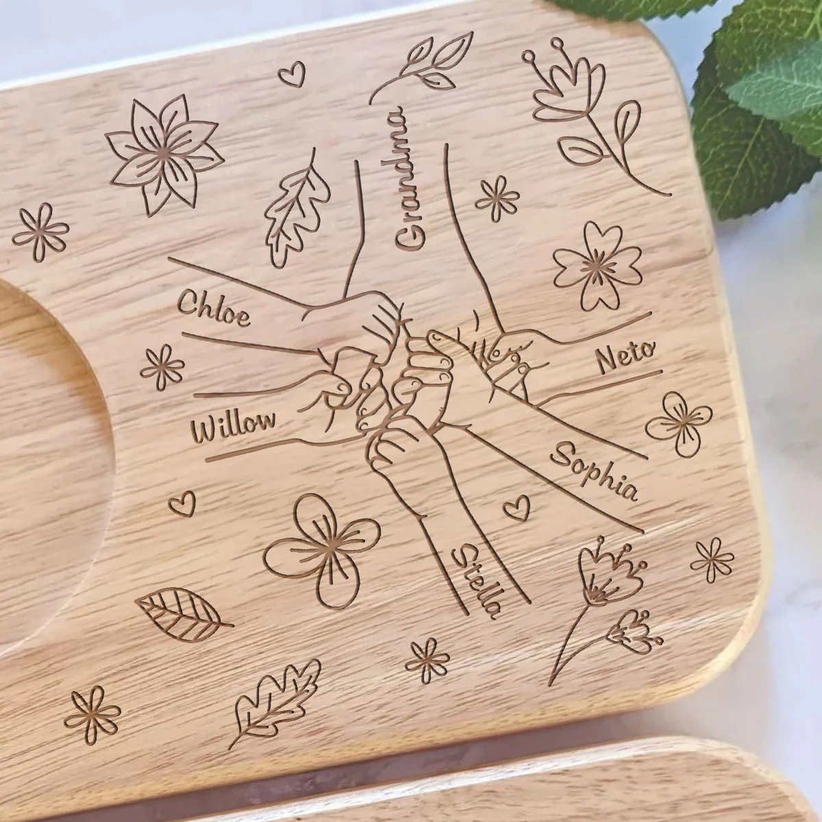 You Hold Our Hands, Also Our Hearts - Personalized Custom Wooden Treat Board - Image 4