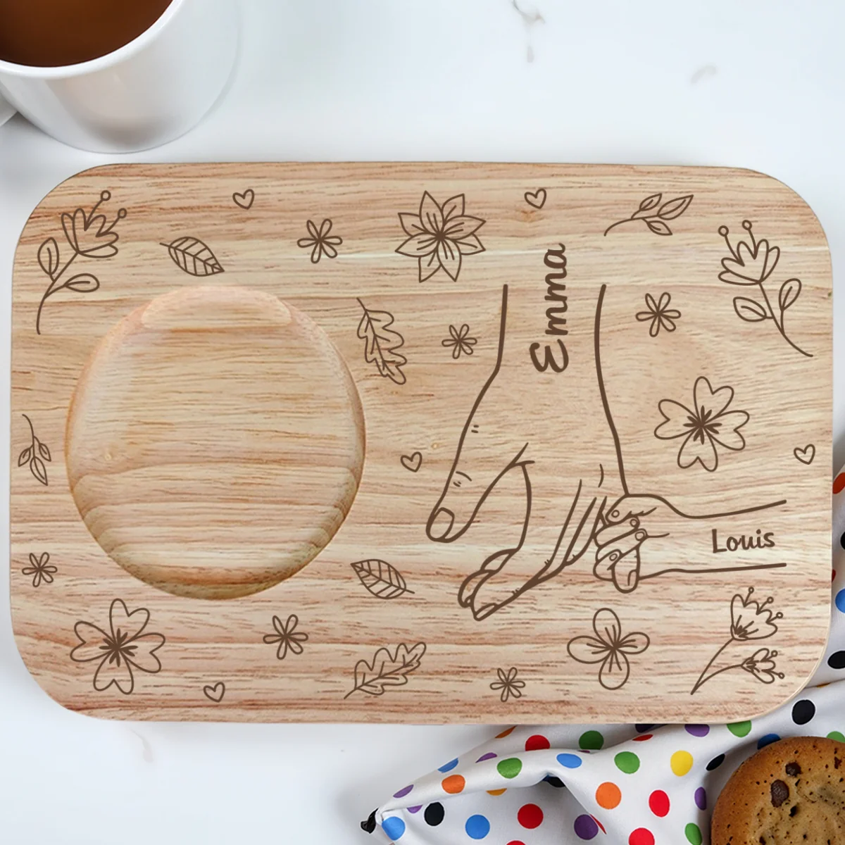 You Hold Our Hands, Also Our Hearts - Personalized Custom Wooden Treat Board - Image 8