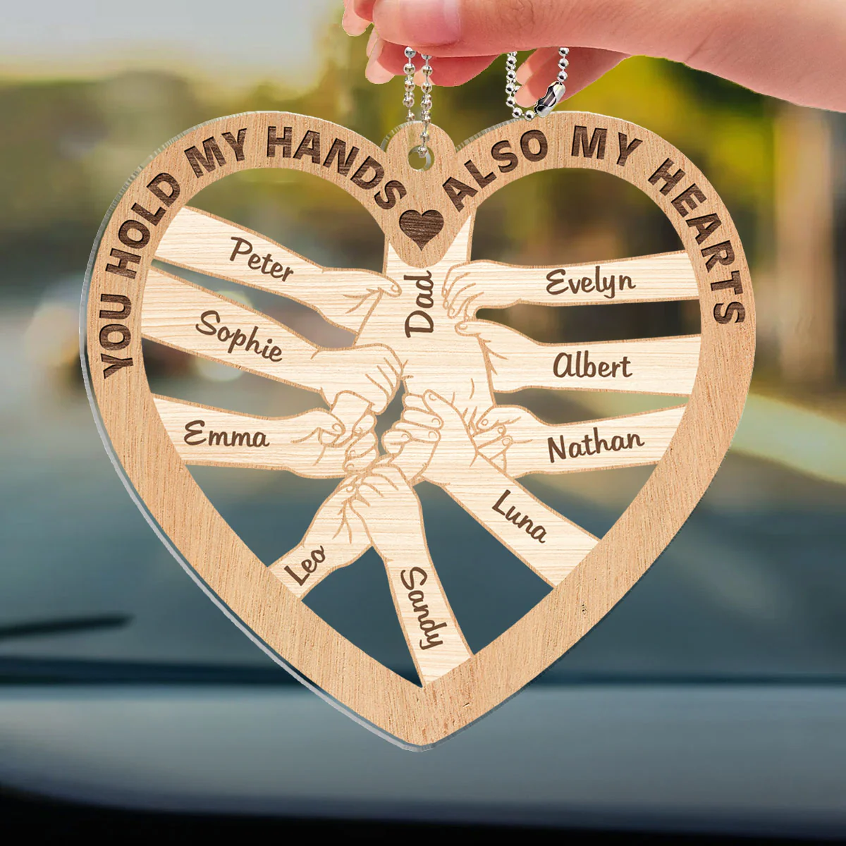 You Holds My Hands - Personalized Custom Car Ornament - Image 4