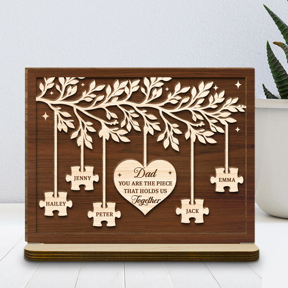 You Keep Us All Connected - Personalized Custom 2-Layer Wood Plaque With Flat Base - Image 2