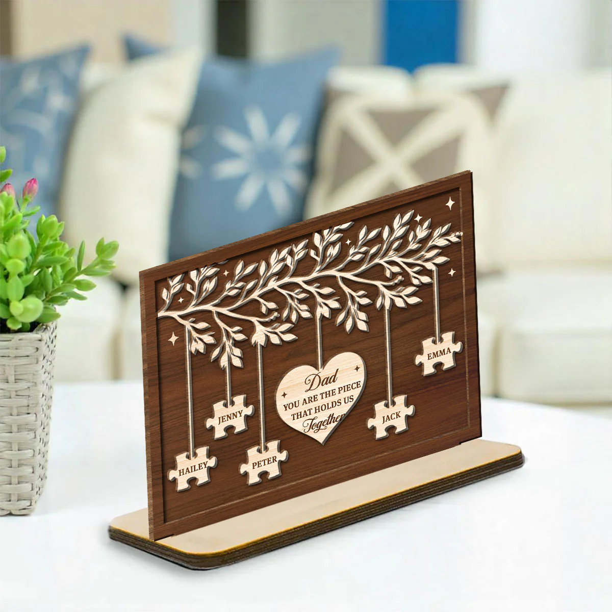 You Keep Us All Connected - Personalized Custom 2-Layer Wood Plaque With Flat Base - Image 3