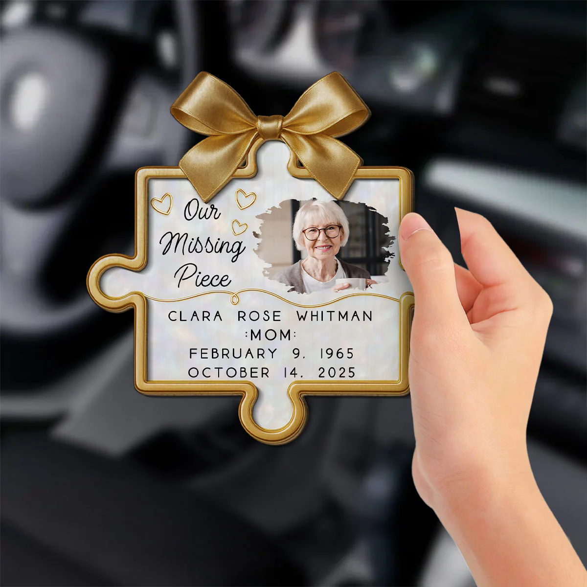You Left A Space No One Can Fill - Personalized Custom Car Visor Clip - Image 2